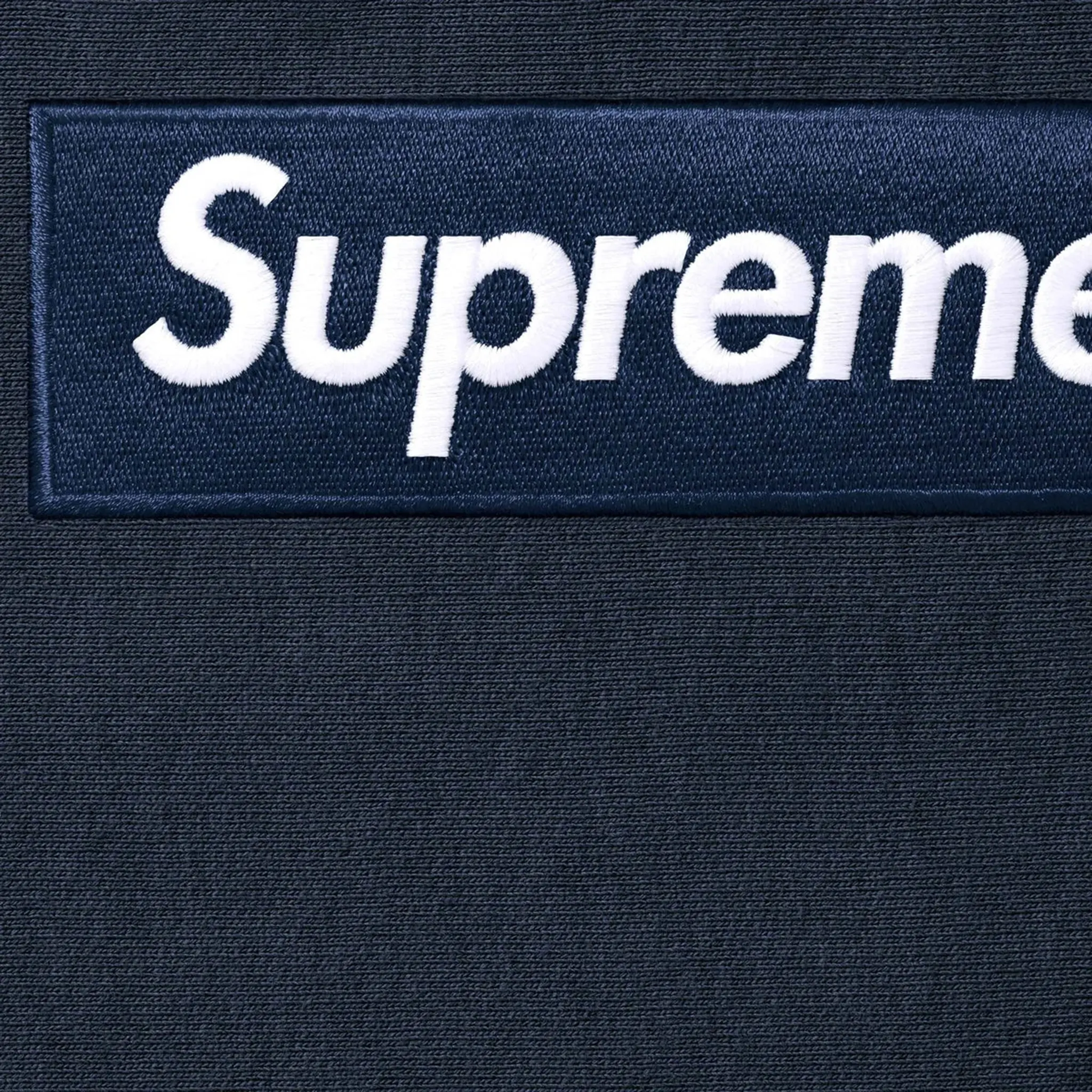 Detailed View of Supreme Box Logo Navy Hoodie (FW25)